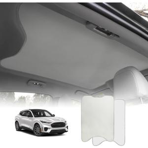BestEvMod Foldable Roof Sunshade Compatible with Mustang Mach-E 2021-2025 Accessories Upgraded Heat Reflective Tech Accessories,Sunroof Reflective Cover Blocks Glare Blocks UV Ray (Gray)