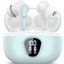 Wireless Earbuds, Bluetooth 5.4 Headphones HiFi Stereo, Bluetooth Earbuds with ENC Noise Cancelling Mic, IP7 Waterproof in Ear Earphones, 48H, LED Display Ear buds for Pad Workout Sports, Azure