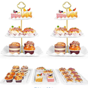 5 Pcs Dessert Table Display Set  2 Pcs 3Tier Dessert Display Stands & 3 Pcs Serving Tray  Dessert Trays Dessert Stands Treat Table Displays Set for Tea Parties,Birthdays & Baby Showers