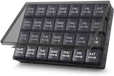 TookMag Monthly Pill Organizer 28 Day Pill Box, Large Medicine Pill Organizer 4 Weeks, One Month Pill Box Pill Case Travel Pill Organizer with Dust-Proof Container for Pills/Vitamin/Supplements