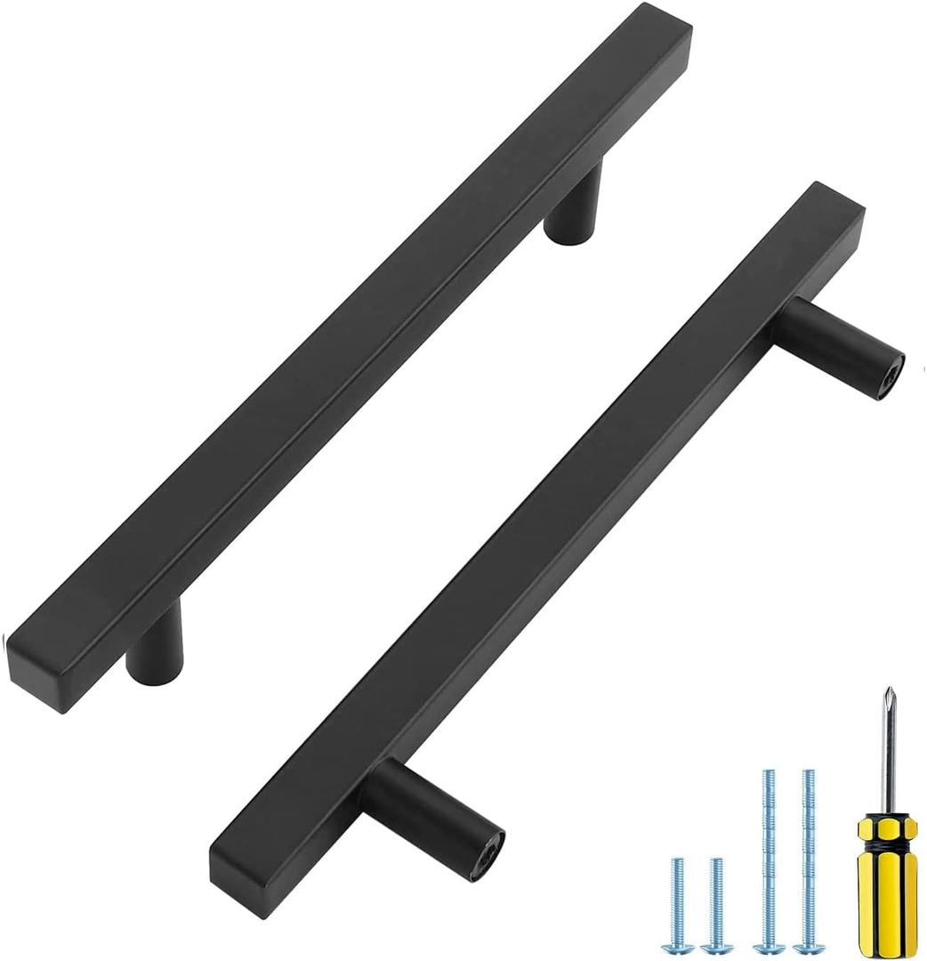 Ravinte Black Cabinet Handles 15 Pack 5 inch Matte Black Square Cabinet Pulls Kitchen Hardware Modern Pulls 7-3/8 inch Overall Length Kitchen Drawer Handles