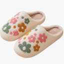 Men Women Indoor Anti-slip Warm Slippers Plush Cozy Home Shoes, 38-39