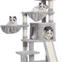 Cat Tree, Cat Tower with condo, 2 Baskets, Large Platform, Scratch Board, Cat Scratching Posts for Indoor Cats, Light Gray GCT003SW (40.2 inch)