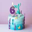 4 x Birthday Number 6 Candles,Purple Crown Birthday Candles for Cake,Glitter Sequins Number Candle Cake Topper Sequins for Anniversary Supplies Birthday Party Wedding Decoration (Purple, Number 6)