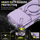 for Apple 17 Pro Case with Slide Camera Cover, Military Grade Drop Protection Heavy Duty Shockproof with 360° Rotate Kickstand Case for iPhone 17 Pro.Slide Purple