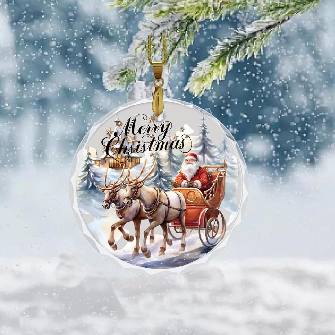 3 x Christmas Decoration Hanging Ornaments, Crystal Ornaments for Christmas Tree, 2024 Christmas Ornaments for Hanging to Decorate Office, Christmas Party, Classroom, Shop, Restaurant, FireplaceWagon
