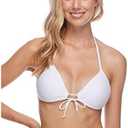 Body Glove Smoothies Baby Love Solid Molded Cup Triangle Push Up Bikini Top Swimsuit, L, White