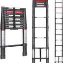 Telescoping Ladder 8.5FT, Gimify Extension Telescopic Ladder Aluminum Alloy Collapsible Telescope Lightweight Steps with Project Tray Folding for Roofing Business, RV Outdoor Work, 330 lbs Capacity