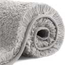 VANZAVANZU Bath Mats Non Slip Ultra Soft Absorbant Microfiber Fluffy Thick Bathroom Rugs Machine Washable (16"x24", Light Gray)