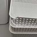 BINO | Plastic Storage Baskets with Lids, 22 Liter - 3 Pack, White | THE WOVEN COLLECTION | Storage Basket for Shelves | Woven Storage Baskets for Organizing Bins Pantry Shelf Organizer Container Bin