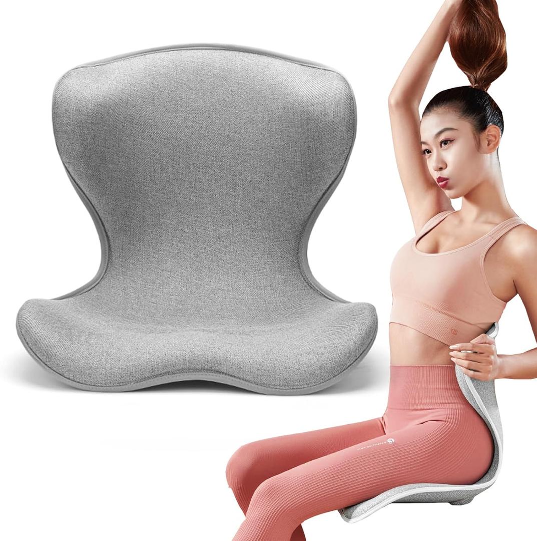 Ergonomic Lumbar Support Cushion for Office Chair,Back Support for Car Seat,Home Chair, Floor and Bed, Meditation Chair,Lower Back Pain Relief,Posture Corrector for Improve Posture.(Gray)