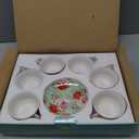 BTaT- Tea Cups and Saucers, Floral Design, Porcelain Tea Cup Sets, Dishwasher Safe, Set of 6, 8 oz, Mothers Day Gift