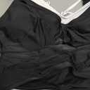 GRAPENT Bikini Tops for Women Cropped Tankini Tops Beach Padded Color Block Cutout Adjustable Bathing Suit Swim Top Only, Size: Small