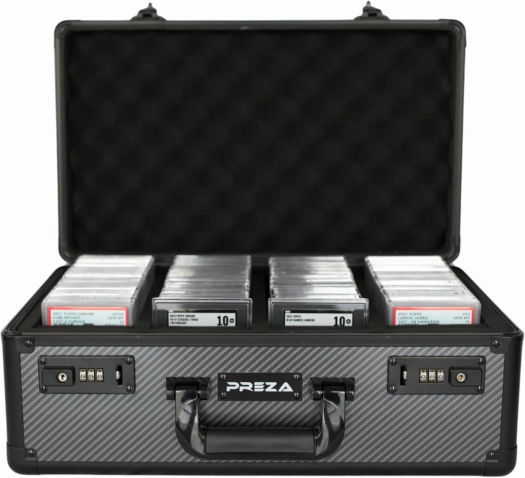 PREZA Graded Card Case - Slab Case for Graded Slabs - Premium Trading Card Storage Box with Upgraded Combination and Key Lock (X-Large)