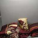 Grand Avenue Red and Gold Comforter Set Queen Size, 9 Piece Jacquard Floral Bedding Set, All Season, Ultra-Soft, Matching Pillows & Shams, Bed Skirt, Curtains