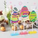 3 PCS Colorful Easter Table Decorations Easter Decorations for Home Religious Decorations Spring Decorations for Home Wooden Easter Eggs for Easter Day Home Farmhouse Kitchen Decorations