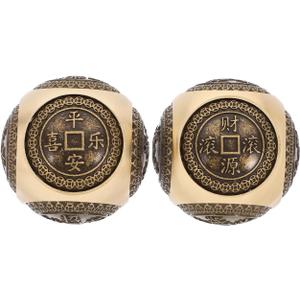 FRCOLOR 2pcs Traditional Chinese Hand Exercise Balls Brass Baoding Balls for Deep Tissue Massage Ideal for Fitness and Relaxation Golden FRCOLOR 2pcs Traditional Chinese Hand Exercise Balls Brass Baoding Balls for Deep Tissue Massage Ideal for Fitness and Relaxation Golden