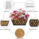 4 Pack 14 Inch Window Boxes Planters Railing Planter Box with Coco Liners Deck Railing Planter Boxes Balcony Hanging Flower Box for Outdoor Plants Garden Decor