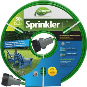 Element Sprinkler+, Sprinkler and Soaker Hose Combo, 50' Length, Green