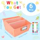 6 Pack Picture Book Bin with Dividers Classroom Library Book Bin Large Plastic Books Holders with Labels for Classroom Library Magazines Storage Organizer 13.5 x 13.5 x 7.75 in(Boho)
