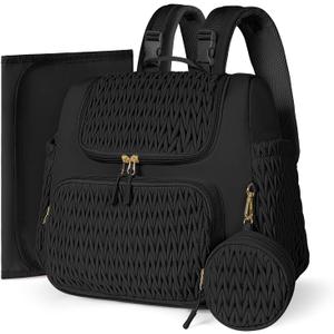 Geestock Diaper Bag Small Diaper Backpack Stylish Mini Maternity Backpacks Baby Bags for Baby Boy with Insulated Pockets, Changing Pad & Stroller Straps for Travel & Daily Outings, Black