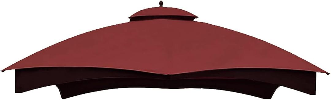 Hugline Outdoor Replacement Canopy Top Double Tier Gazebo Roof Cover for Lowe's Allen Roth 10x12 Gazebo #GF-12S004B-1 (Burgundy)