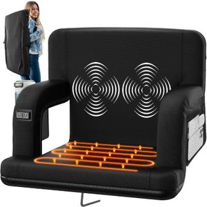 25" Heated Stadium Seats for Bleachers with Back Support, Portable Heated Bleacher Shairs with Backrest Cushion, 6 Reclining Positions, 3 Heat Modes for Outdoor Game Sports