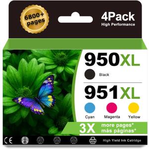950XL 951XL Ink Cartridges Compatible for HP 950 Ink Cartridges Combo Pack(4 pack) Work with HP Printer Officejet Pro 8600 8610 8630 8660 8625 8620 8100 276DW 251DW Printers Black Cyan Magenta Yellow