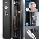 Barska Biometric Rifle Gun Safe  Quick Access Fingerprint Long Gun Safe for Home, DOJ Approved, Silent Mode, Removable Shelf, Backup Keys & Battery