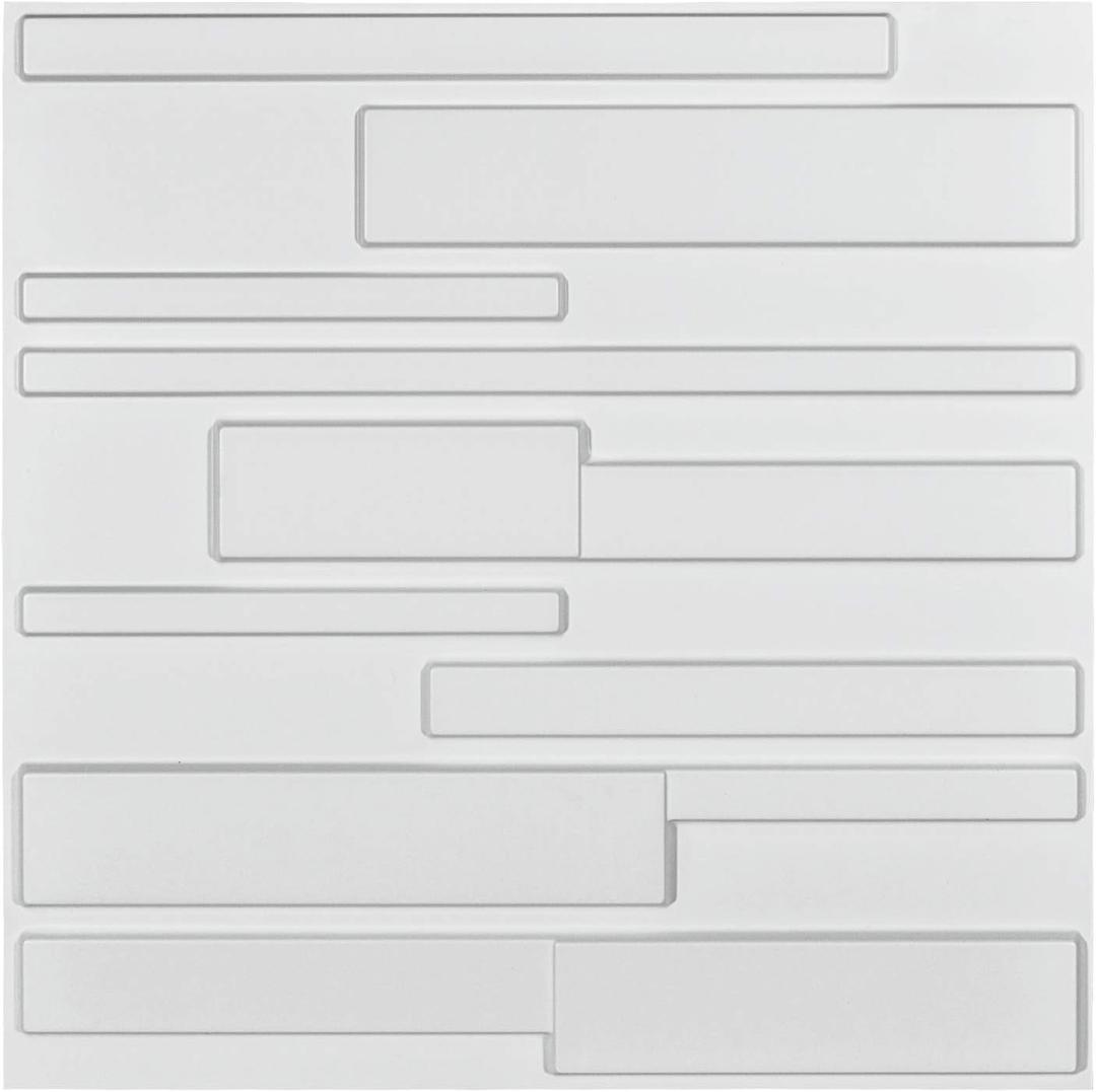 Art3d 19.7" x 19.7" (Pack Of 12) Wall Panel 3D Rectangle, White