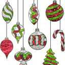 Window Stickers, Stained Glass Window Privacy Film, UV Blocking Static Cling for Home Kitchen Office Bathroom, Christmas Light Ball, 17.7" X 31.5"