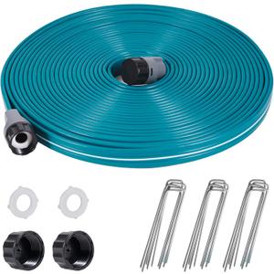 LINEX Sprinkler Soaker Hose 50 ft for Garden Lawn Watering Hose with Hose Stakes
