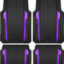CAR PASS Heavy Duty Rubber Car Mats Metallic,Aluminum Film All Weather Floor Mats Waterproof Universal Trim to Fit SUVs Sedans Vans 4 Piece Anodized Deep Dish Two-Tone Sporty Black Purple Chrome