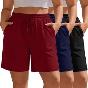 Evervibe 3 Pack Women's Plus Size Bermuda Shorts, Drawstring Elastic Waist Bermuda Active Summer Casual Shorts with Pockets (XXL)