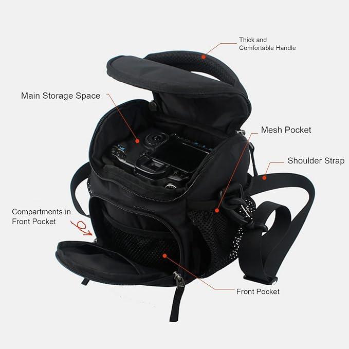 Camera Carrying Case – Waterproof Canvas Storage Bag, Black