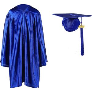 5 x Shiny Kindergarten Graduation Cap and Gown Set (Blue)