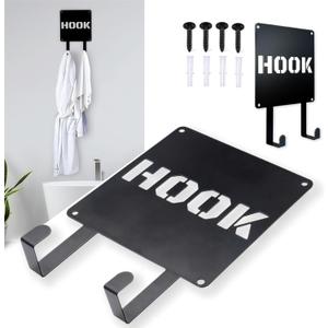Heavy Duty Wall Hooks 33lb - Screw Mounted Hooks for Bathroom, Kitchen, Entryway - Coat Hooks, Towel Hooks, Storage Hooks with Complete Mounting Hardware - Matte Black Finish (2-Pack)