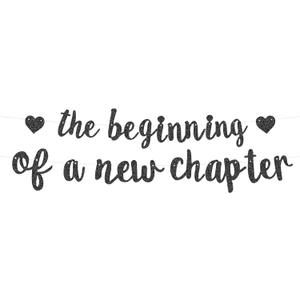 3 x The Beginning of A New Chapter Banner, No DIY Farewell Party Decorations Glitter Happy Congrats Retirement Congratulations Party Banner Going Away Sign Garland for Graduation Housewarming