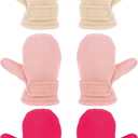 3 Pairs Baby Toddler Winter Mittens Warm Fleece Kids Mittens Baby Snow Skiing Gloves for Boys and Girls Aged 2-4 Years (Rose Red, Khaki, Pink)