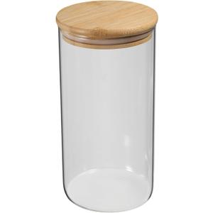PATIKIL 47 OZ Glass Jar with Airtight Bamboo Lid, Glass Kitchen Container Clear Food Storage Jar for Nuts Sugar Coffee Beans Spices (20x10cm)
