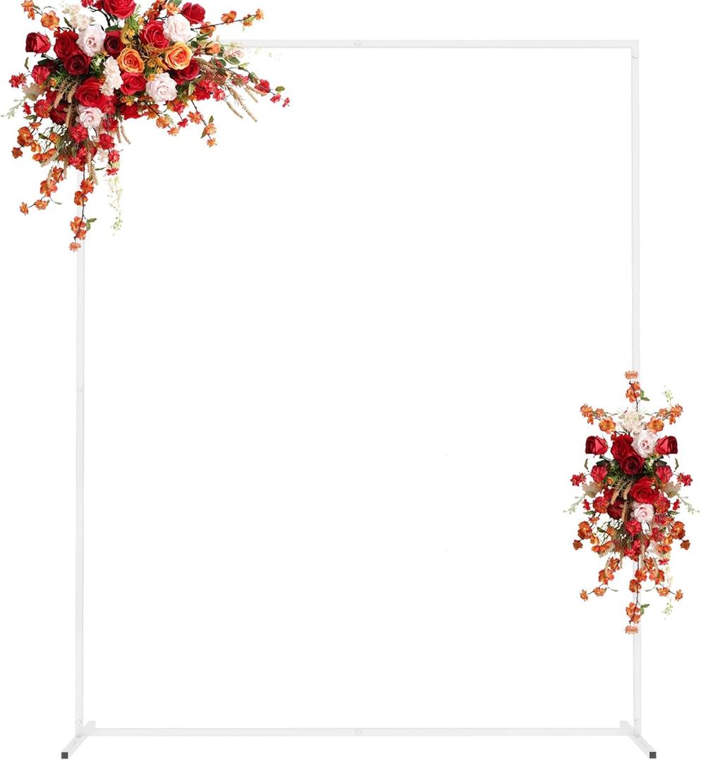 Asee'm 6.6FTx5.2FT White Wedding Arch Backdrop Stand Square Metal Rectangular Arch Frame for Ceremony Party Birthday Bridal Baby Shower Anniversary Arbor Balloon Decoration