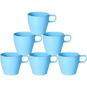 10 oz Coffee Cups Eco-Friendly, Shatter-Resistant Mug with Hanging Ears | Thickened Porcelain-Like Material | Suitable for Both Commercial and Home use(6-pack)(Blue)