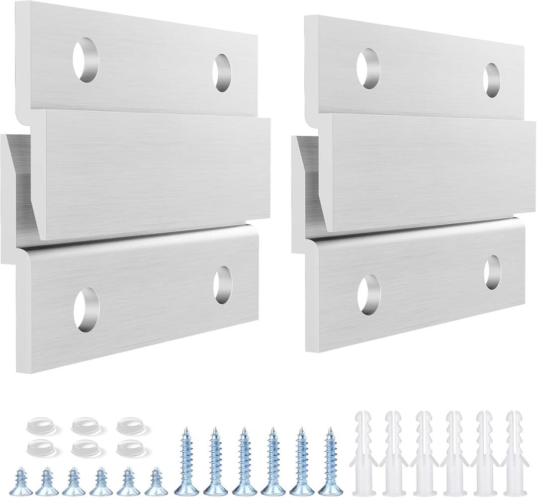 French Cleat Picture Hanger, Aluminum Z Hanger Interlocking Wall Mounting Bracket Hardware Kit Z Clips for Hanging Wall Painting, Mirrors, Panels, Artwork, Cabinet, Whiteboard (2inch-6Pairs)