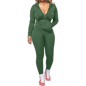 AUXDIO Women 2 Piece Outfits Casual Workout Sets Bodycon Tracksuit Zip Up Long Sleeve Hoodle Jacket Jogger Pants Set Small