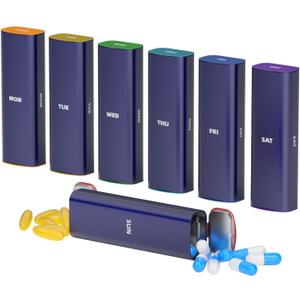 Weekly Pill Organizer 2 Times a Day, KANGYAN Aluminum Alloy Travel Pill Box 7 Day, Am Pm Twice Daily Pill Case, Pill Holder Container for Vitamin, Medicine, Supplement, Fish Oil