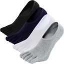 ZAKASA No-Show Toe Socks Men: Five Finger Socks Invisible Liner Low Cut for Running Loafers Athletic Shoes (6-10, Multicolor 4 Pairs)