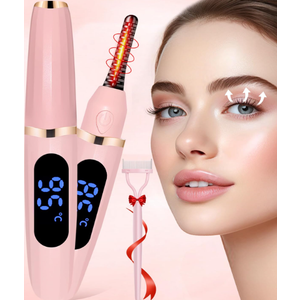 Heated Eyelash Curlers - Eye Lash Curler Heat - Mini Electric Eyelash Curler with LED Display 3 Temp Settings USB Rechargeable Natural Curling 24H Long Lasting for Women Makeup Tools Gifts 
