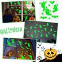 45 Pcs Halloween Glow in The Dark Gel Window Clings Green Luminous Ghosts Bats Stars Reusable Decals Glow Wall Stickers for Halloween Party Home Wall Window Mirror Decoration