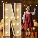 Marquee Letters 4 Feet Tall Large Light Up Letters N Happy Birthday Decorations Marry Me Engagement Party Decor Yellow Light Birthday Decorations Balloon Arch Kit Foam Sign N