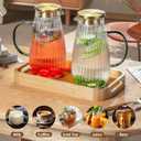 2 PACK Glass Pitcher with Lid and Spout,68 oz/2 Liter Vertical Stripes Water Pitcher for Fridge, Clear Borosilicate Glass Water Carafe for Cold Brew, Coffee, Lemonade, Sun Tea,Heat Resistant (2L- New Design)